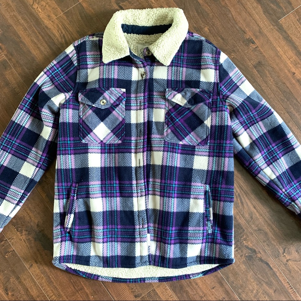 Soho Threads Plush Plaid Shirt Jacket Shacket SZ- Small - Picture 4 of 12